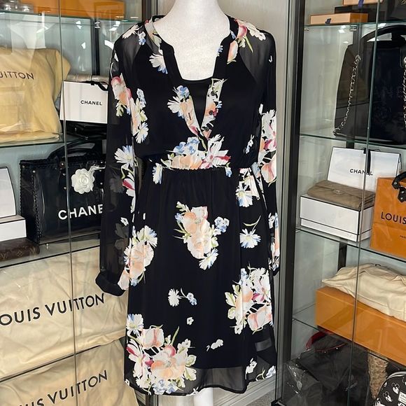 OLD NAVY | ✨NEW✨ Slip Dress With Sheer Floral Overlay Dress in Black - Picture 1 of 4